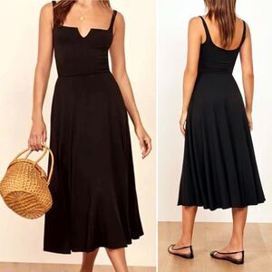 Reformation Jeans size M Rou Knit Midi Dress Black Jersey Fit & Flare